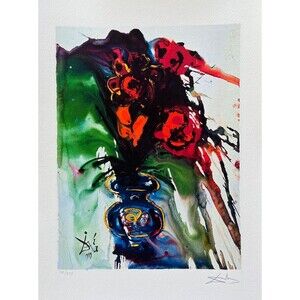 Salvador Dali GALA'S BOUQUET Signed Limited Edition Giclee Art 17" x 12"